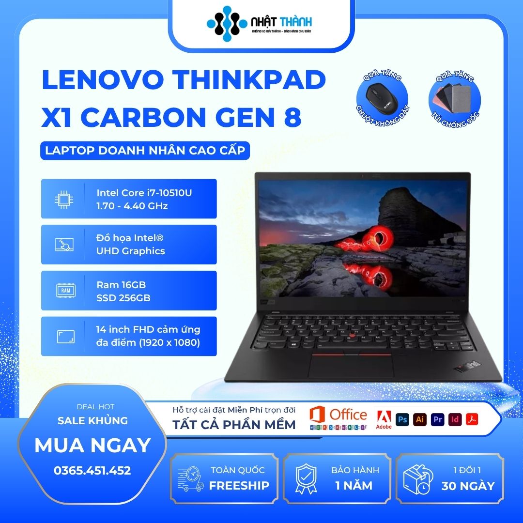 Lenovo ThinkPad X1 Carbon Gen 8/Core i7-10510U/Ram 16GB/SSD 256GB FHD Cảm ứng (Nhiều cấu hình)