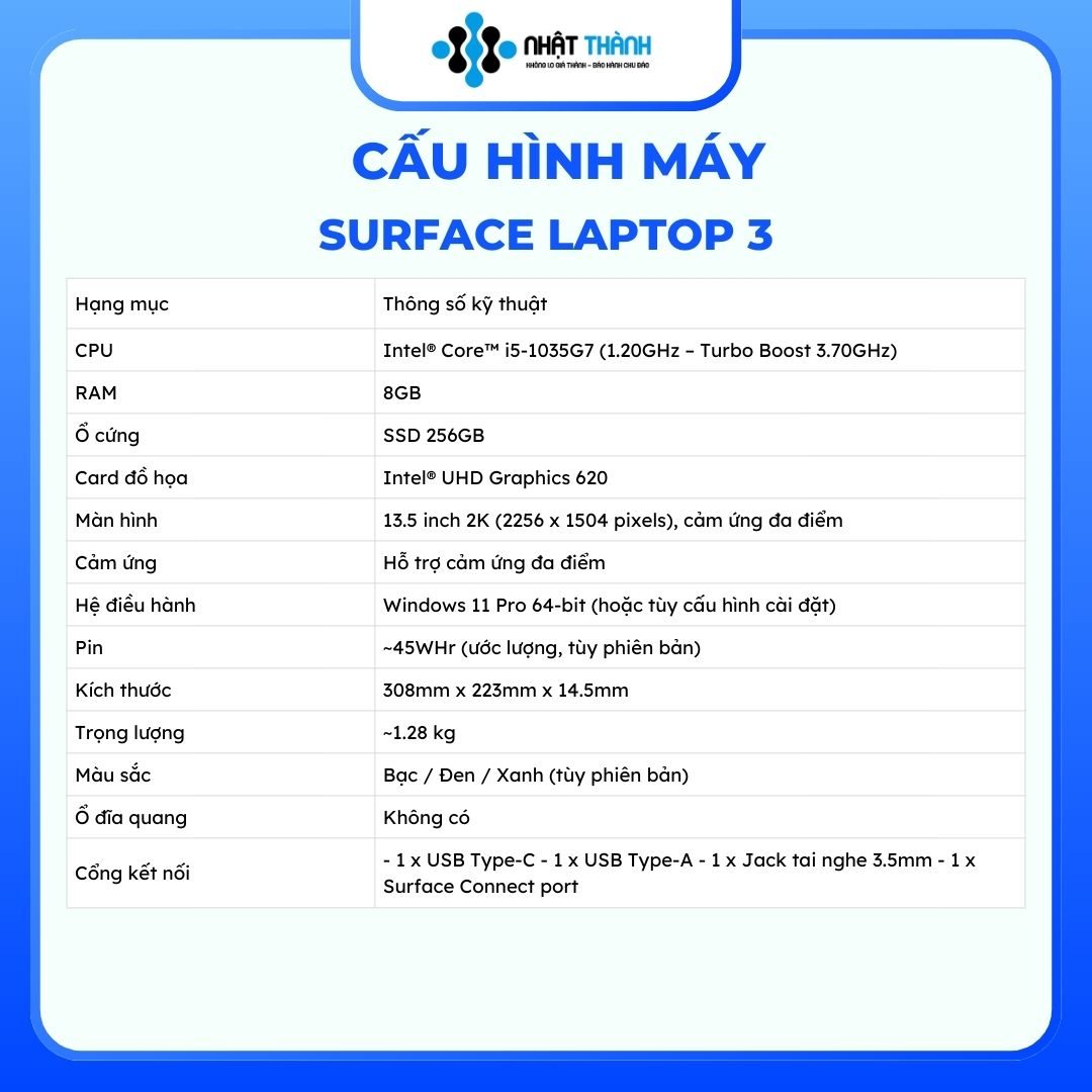 Microsoft Surface Laptop 3/core i5/RAM 8GB/SSD 265GB/2K
