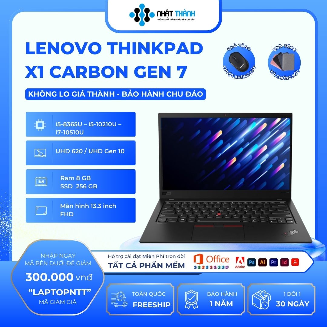 Lenovo Thinkpad X1 Carbon Gen 7 Core i7/ Ram 8GB/SSD 256GB/Màn hình 14 inch FHD