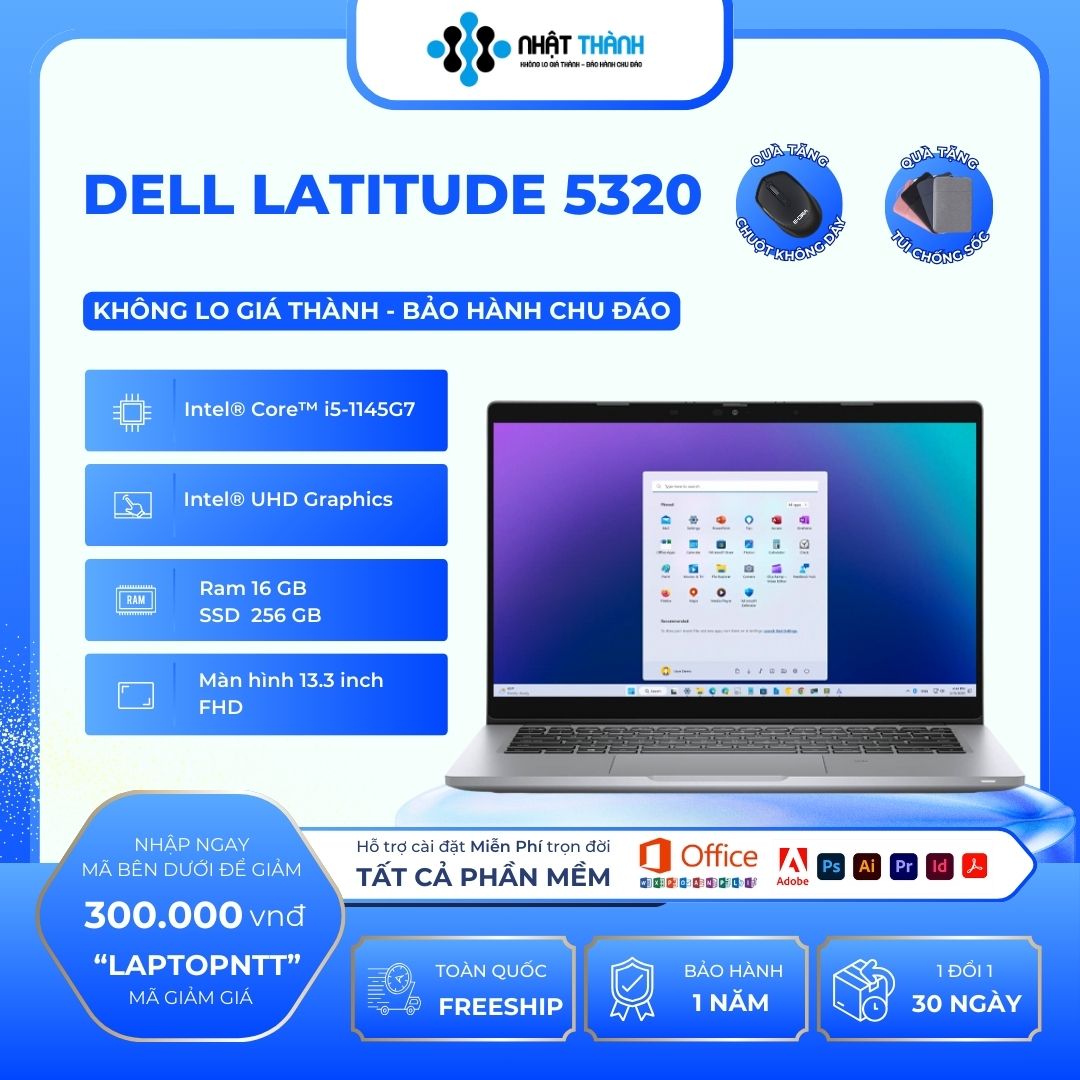 Dell Latitude 5320/ Intel Core i5 1145G7/ Ram 16GB/ SSD 256GB/ Màn hình 13.3 inch FHD (1920 x 1080) IPS