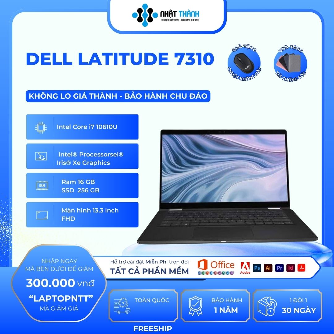 Dell Latitude 7310 i7/ Intel Core i7 10610U/ Ram 16GB/ SSD 256GB  FHD IPS Cảm ứng đa điểm