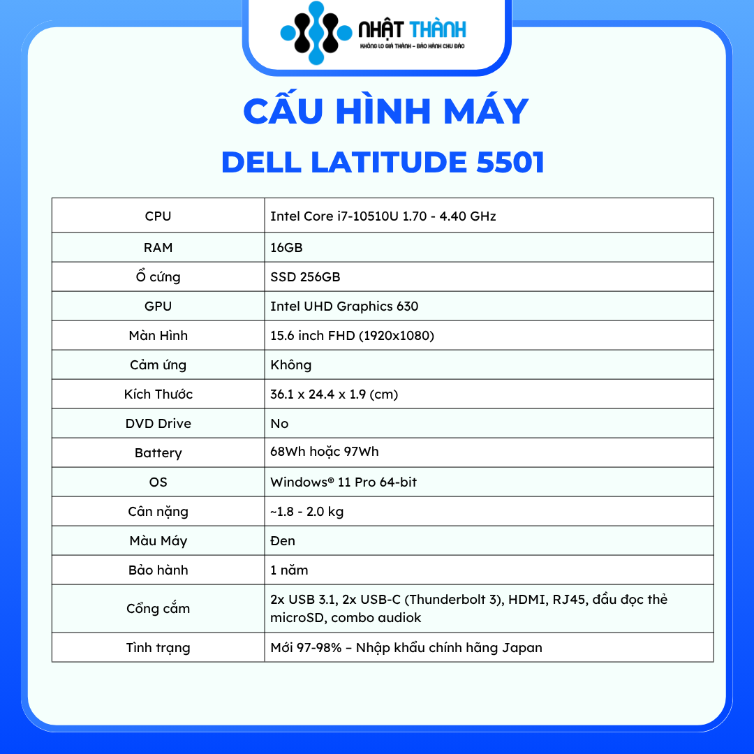 Cấu hình DELL Latitude 5501