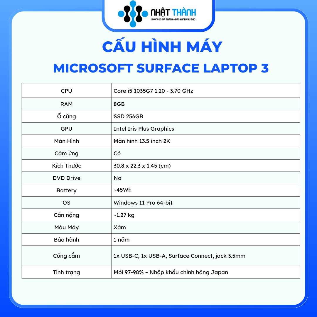 Microsoft Surface Laptop 3/core i5/RAM 8GB/SSD 265GB/2K