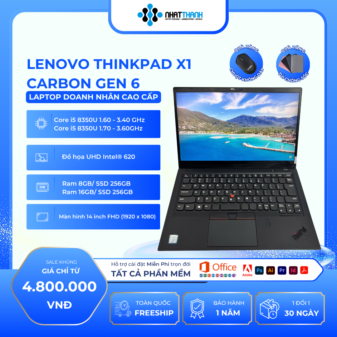 Lenovo ThinkPad X1 Carbon Gen 6/Core i5/ Ram 8GB – 16GB/ SSD 256GB/ 14 inch FHD
