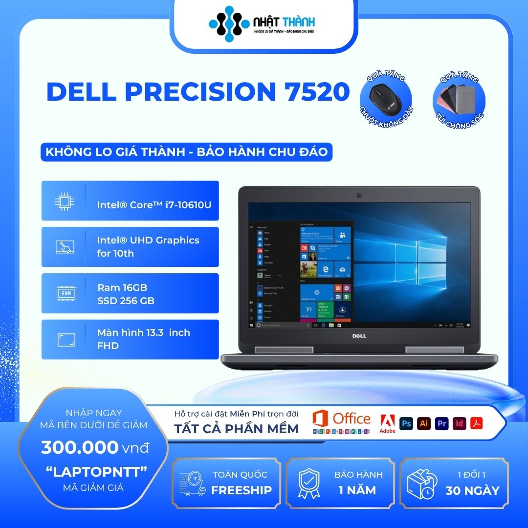 DELL Precision 7520/Core i7/RAM 16GB/SSD 256GB/ Full HD