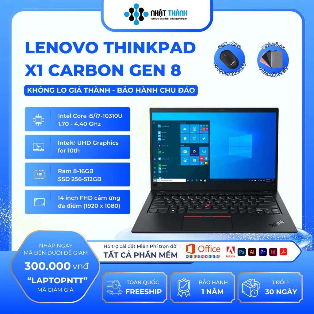 LENOVO ThinkPad X1 Carbon Gen 8 /Core i5-10310U 1.70 – 4.40 GHz/8GB/SSD 256GB//14 inch FHD (1920 x 1080)