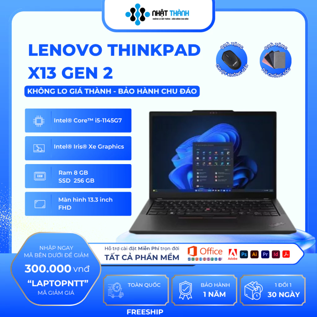 LENOVO Thinkpad X13 Gen 2/Core i5 1145G7 2.60 – 4.4 GHz/8GB/SSD 256GB/Đồ họa Intel® Iris® Xe Graphics/13.3 inch FHD (1920 x 1080) IPS