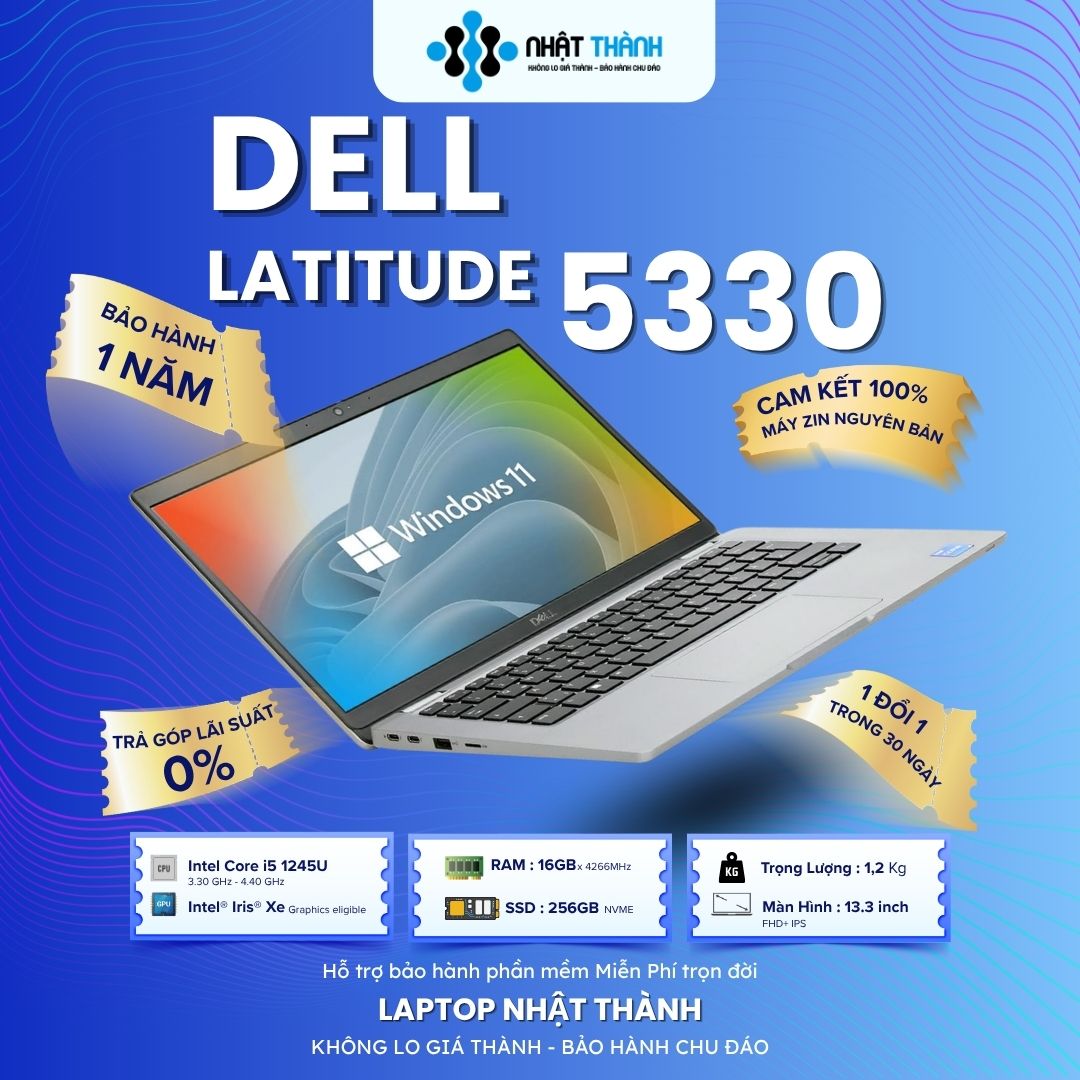 Trang chủ 98 Dell Latitude 5330 i5-1245U | RAM 16GB | SSD 256GB | 13.3″ FHD – Laptop Doanh Nhân Mỏng Nhẹ, Hiệu Năng Mượt